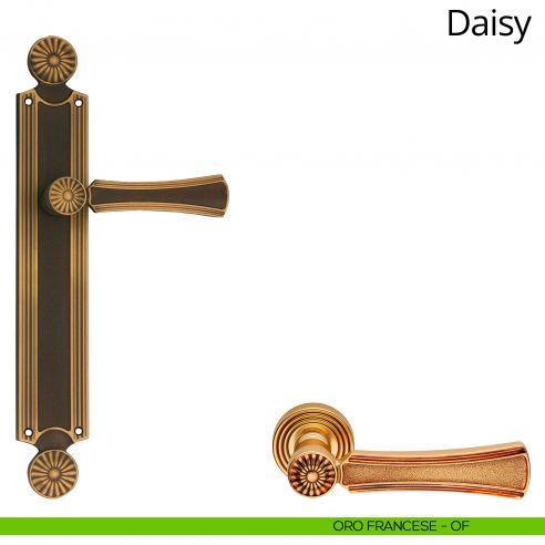 Maniglia con placca per porta Daisy Linea Calì - oro francese - placca cieca