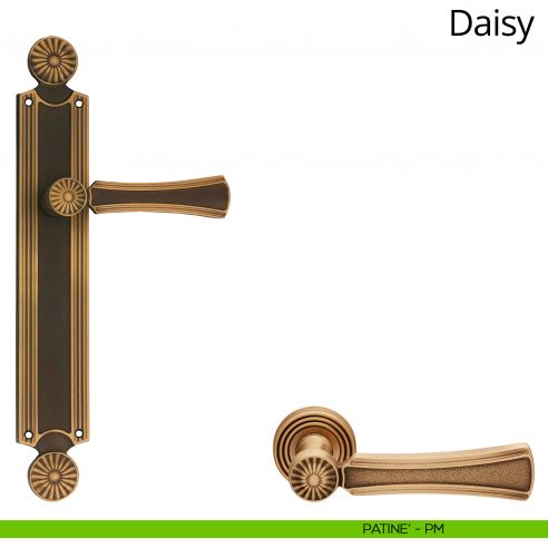 Maniglia con placca per porta Daisy Linea Calì - patinè - placca cieca