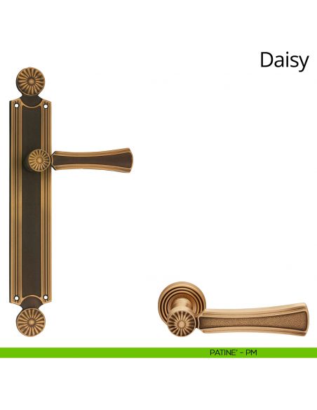 Maniglia con placca per porta Daisy Linea Calì - patinè - placca cieca