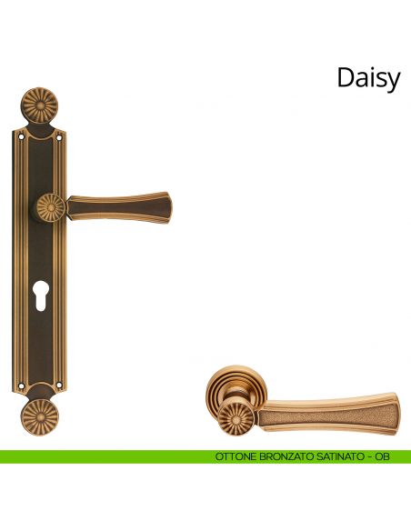 Maniglia con placca per porta Daisy Linea Calì - ottone bronzato satinato - foro yale