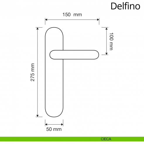 Maniglia con placca per porta Delfino Linea Calì placca cieca