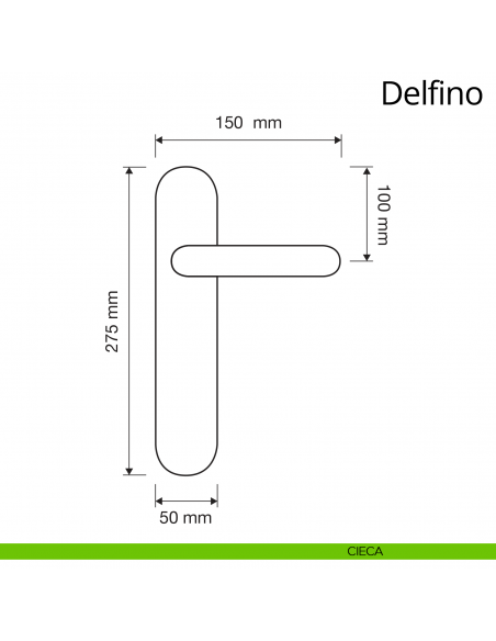 Maniglia con placca per porta Delfino Linea Calì placca cieca