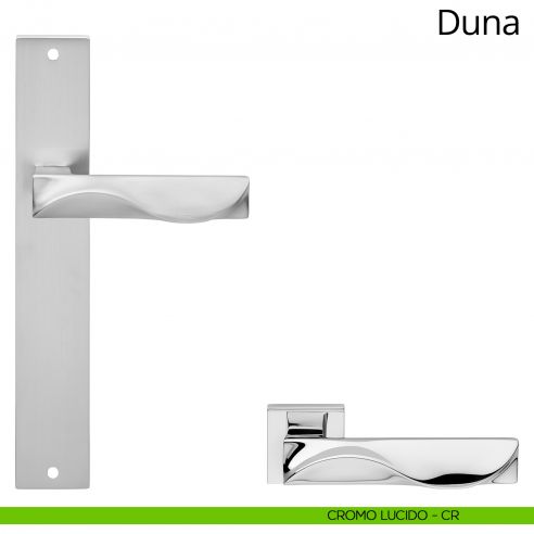 Maniglia con placca per porta Duna Linea Calì - cromo lucido - placca cieca