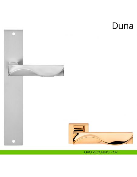 Maniglia con placca per porta Duna Linea Calì - oro zecchino - placca cieca