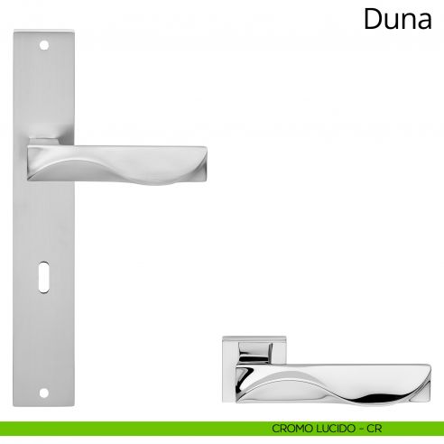 Maniglia con placca per porta Duna Linea Calì - cromo lucido - foro patent