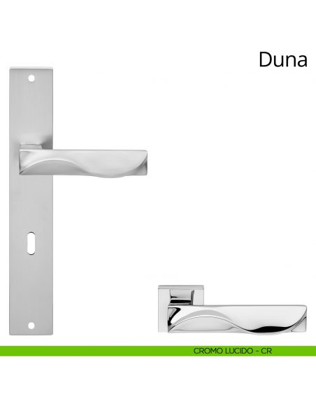 Maniglia con placca per porta Duna Linea Calì - cromo lucido - foro patent