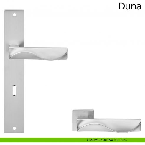 Maniglia con placca per porta Duna Linea Calì - cromo satinato - foro patent
