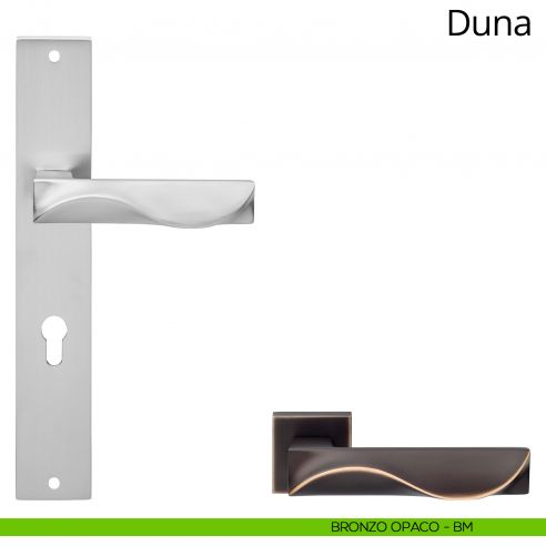 Maniglia con placca per porta Duna Linea Calì - bronzo opaco - foro yale