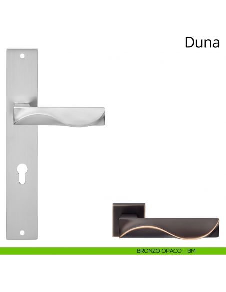 Maniglia con placca per porta Duna Linea Calì - bronzo opaco - foro yale