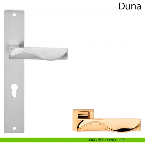 Maniglia con placca per porta Duna Linea Calì - oro zecchino - foro yale