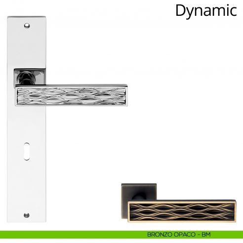 Maniglia con placca per porta Dynamic Linea Calì - bronzo opaco - foro patent