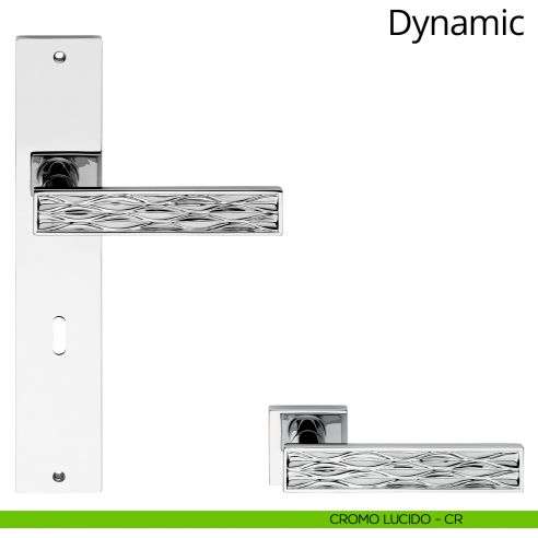Maniglia con placca per porta Dynamic Linea Calì - cromo lucido - foro patent