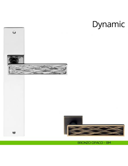 Maniglia con placca per porta Dynamic Linea Calì - bronzo opaco - placca cieca