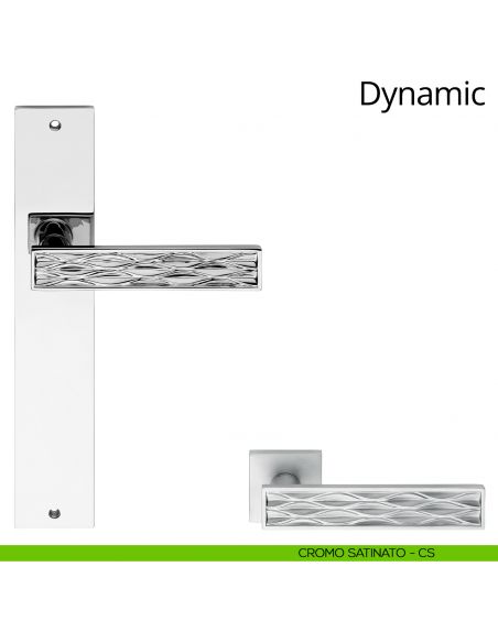 Maniglia con placca per porta Dynamic Linea Calì - cromo satinato - placca cieca