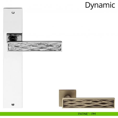Maniglia con placca per porta Dynamic Linea Calì - patinè - placca cieca