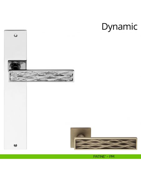 Maniglia con placca per porta Dynamic Linea Calì - patinè - placca cieca