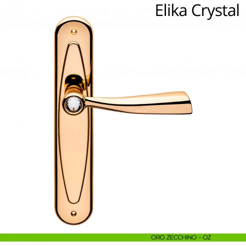 Maniglia Swarovski con placca per porta Elika Crystal Linea Calì - oro zecchino - placca cieca