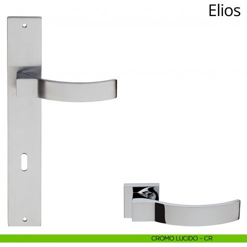 Maniglia con placca per porta Elios Linea Calì - cromo lucido - foro patent