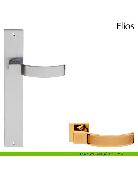 Maniglia con placca per porta Elios Linea Calì - oro + oro sabbiato - placca cieca