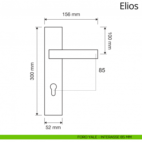 Maniglia con placca per porta Brixia Linea Calì placca foro yale interasse 85 mm