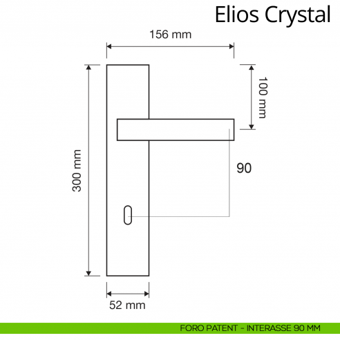 Maniglia Swarovski con placca per porta Elios Crystal Linea Calì placca foro patent interasse 90 mm