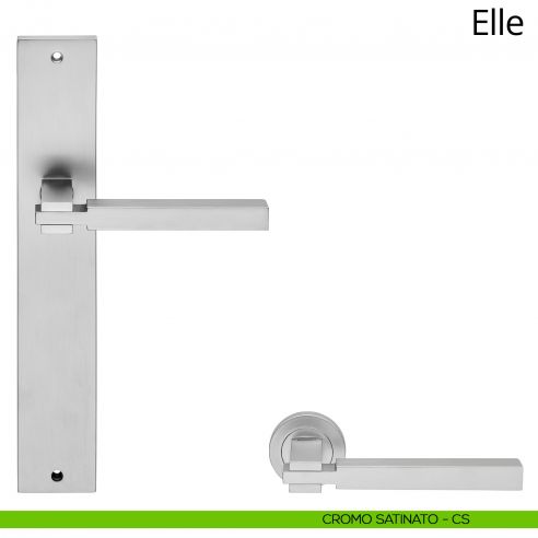 Maniglia con placca per porta Elle Linea Calì  - cromo satinato - placca cieca