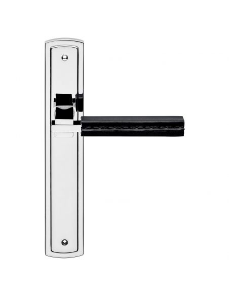 Maniglia con placca per porta Elle Pelle Linea Calì