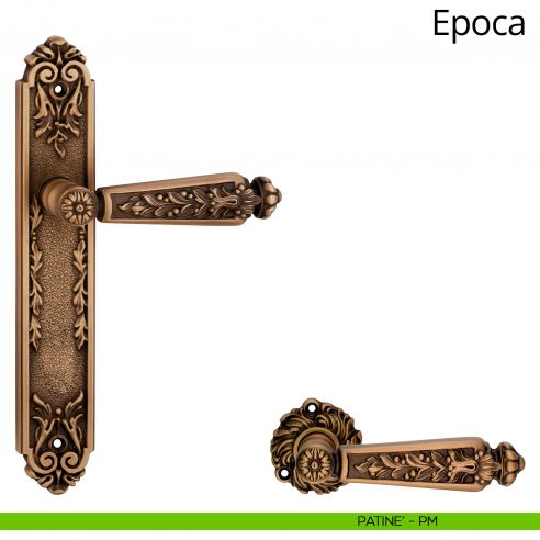 Maniglia con placca per porta Epoca Linea Calì - patinè - placca cieca