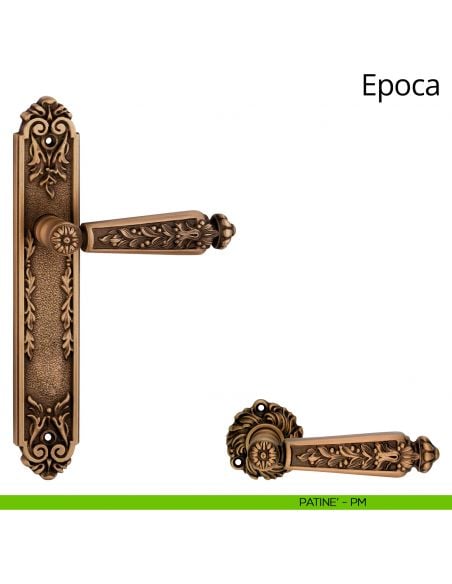 Maniglia con placca per porta Epoca Linea Calì - patinè - placca cieca