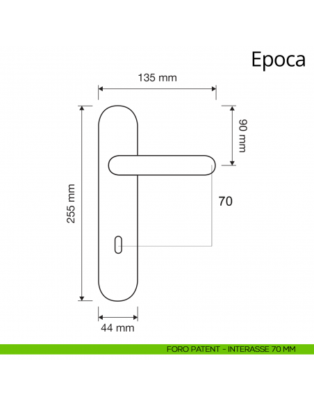 Maniglia con placca per porta Epoca Linea Calì placca foro patent interasse 70 mm