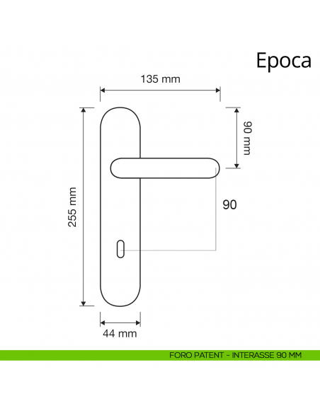 Maniglia con placca per porta Epoca Linea Calì placca foro patent interasse 90 mm