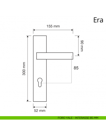Maniglia con placca per porta Era Linea Calì placca foro yale interasse 85 mm