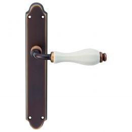 Maniglia con placca per porta porcellana bianca Erica Linea Calì