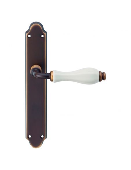 Maniglia con placca per porta porcellana bianca Erica Linea Calì