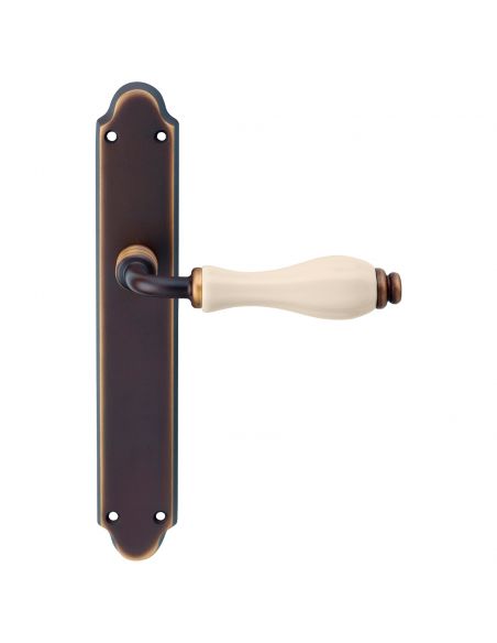 Maniglia con placca per porta porcellana avorio Erica Linea Calì