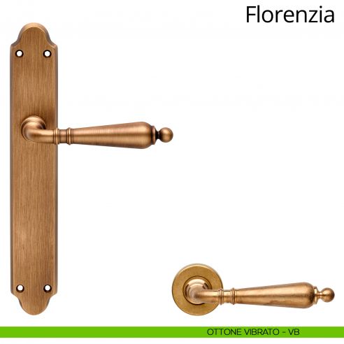 Maniglia con placca per porta Florenzia Linea Calì - ottone vibrato - placca cieca