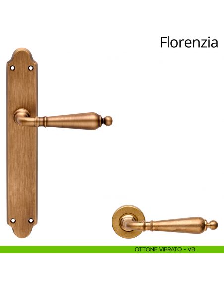 Maniglia con placca per porta Florenzia Linea Calì - ottone vibrato - placca cieca