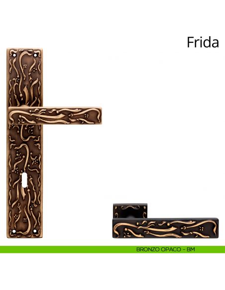 Maniglia con placca per porta Frida Linea Calì - bronzo opaco - foro patent