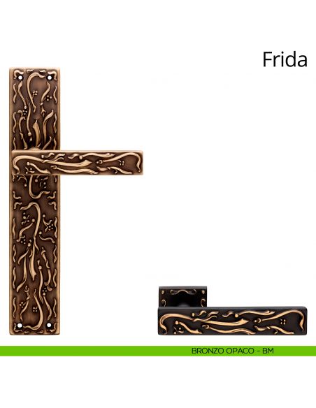 Maniglia con placca per porta Frida Linea Calì - bronzo opaco - placca cieca