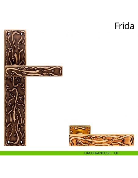 Maniglia con placca per porta Frida Linea Calì - oro francese - placca cieca