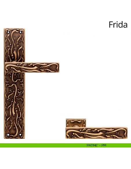 Maniglia con placca per porta Frida Linea Calì - patinè - placca cieca