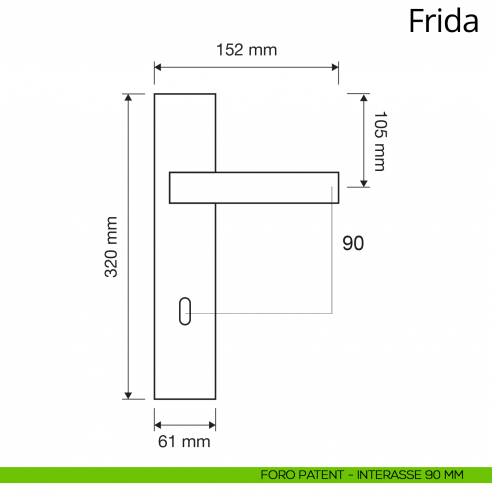 Maniglia con placca per porta Frida Linea Calì