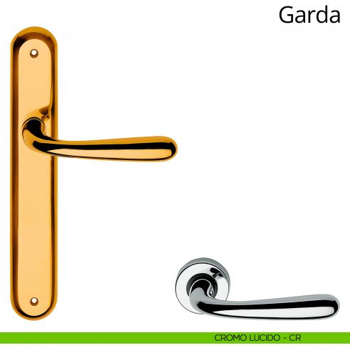 Maniglia con placca per porta Garda Linea Calì - cromo lucido - placca cieca