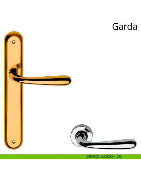 Maniglia con placca per porta Garda Linea Calì - cromo lucido - placca cieca