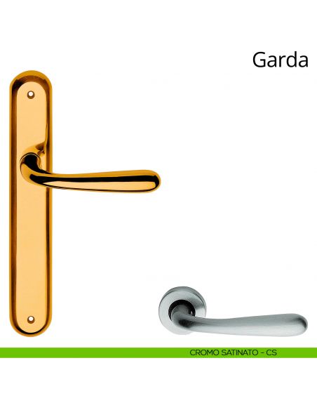 Maniglia con placca per porta Garda Linea Calì - cromo satinato - placca cieca