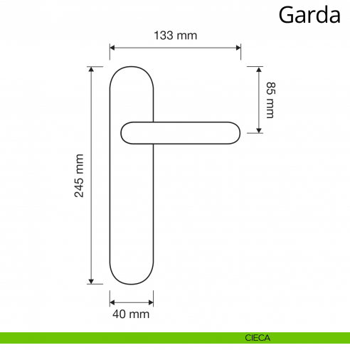 Maniglia con placca per porta Garda Linea Calì placca cieca