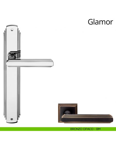 Maniglia con placca per porta Glamor Linea Calì - bronzo opaco - placca cieca