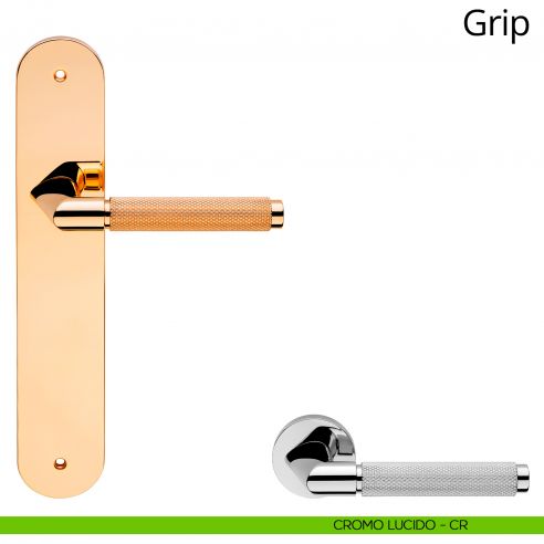 Maniglia con placca per porta Grip Linea Calì - cromo lucido - placca cieca