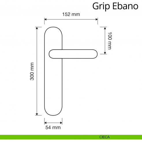 Maniglia legno con placca per porta Grip Ebano Linea Calì placca cieca