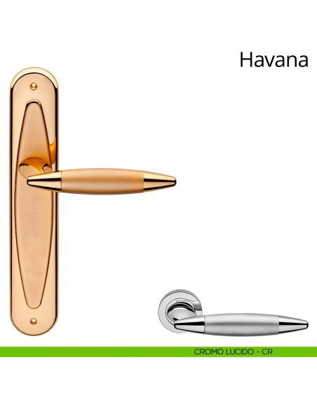 Maniglia con placca per porta Havana Linea Calì - cromo lucido - placca cieca